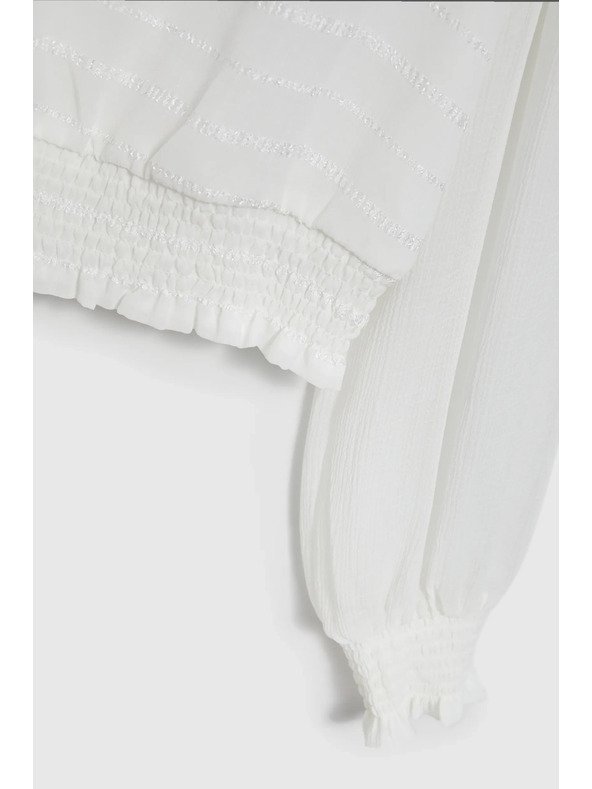 Moodo Елегантна бяла риза с набрани ръкави Moodo