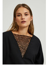 Moodo Черна блуза с ръчно пришити мъниста по деколтето Moodo