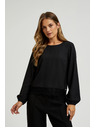 Moodo Черна риза с дантела и обемни ръкави Moodo