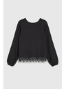 Moodo Черна риза с дантела и обемни ръкави Moodo