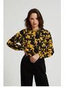 Moodo Вискозна риза с принт и яка жълта Moodo