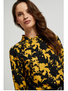 Moodo Вискозна риза с принт и яка жълта Moodo