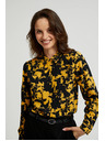 Moodo Вискозна риза с принт и яка жълта Moodo