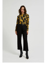 Moodo Вискозна риза с принт и яка жълта Moodo