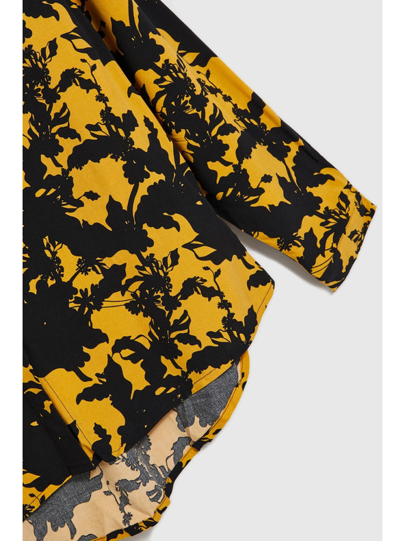 Moodo Вискозна риза с принт и яка жълта Moodo