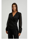 Moodo Елегантна черна риза с V-образно деколте Moodo