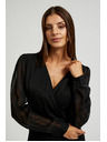 Moodo Елегантна черна риза с V-образно деколте Moodo