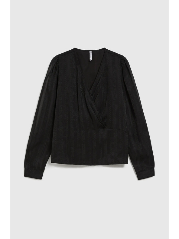 Moodo Елегантна черна риза с V-образно деколте Moodo