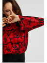 Moodo Черна риза Moodo с цветален принт и широки ръкави