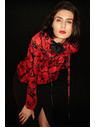 Moodo Черна риза Moodo с цветален принт и широки ръкави