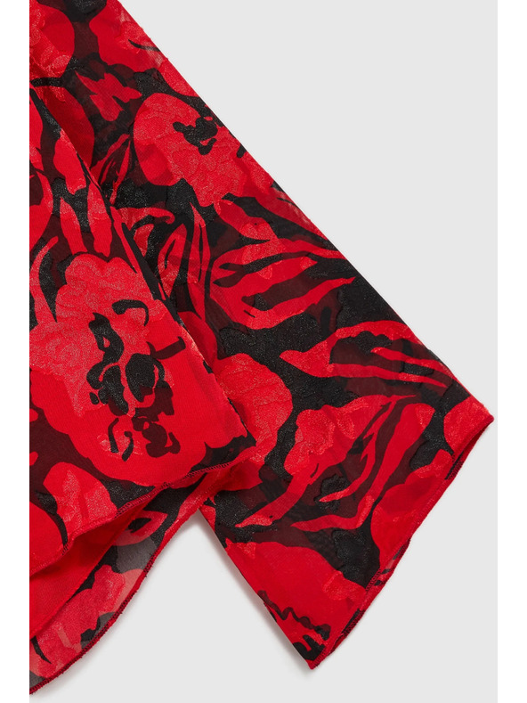 Moodo Черна риза Moodo с цветален принт и широки ръкави