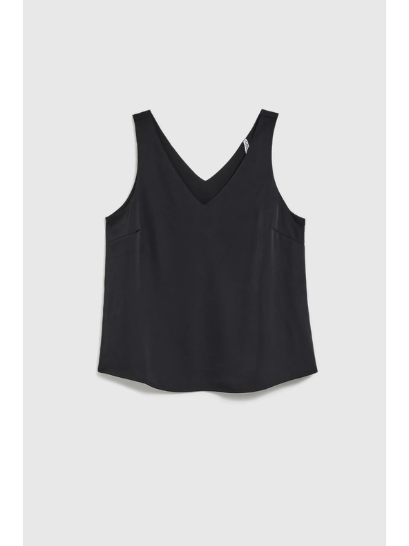 Moodo Гладка V-образна риза в черно Moodo