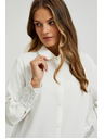 Moodo Бяла риза с пайети по маншетите Moodo