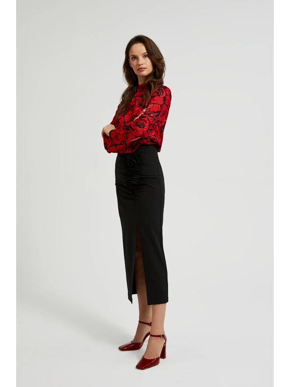 Moodo Черна пола с декоративна роза и цепка Moodo