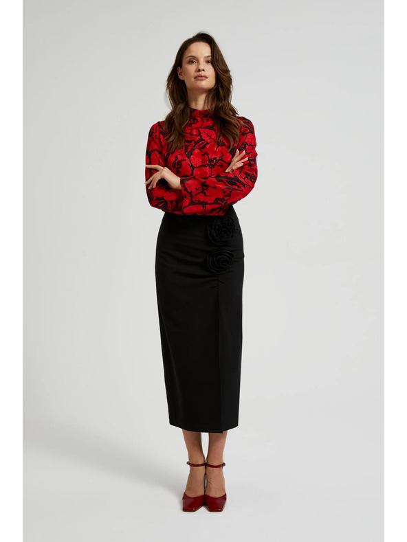 Moodo Черна пола с декоративна роза и цепка Moodo