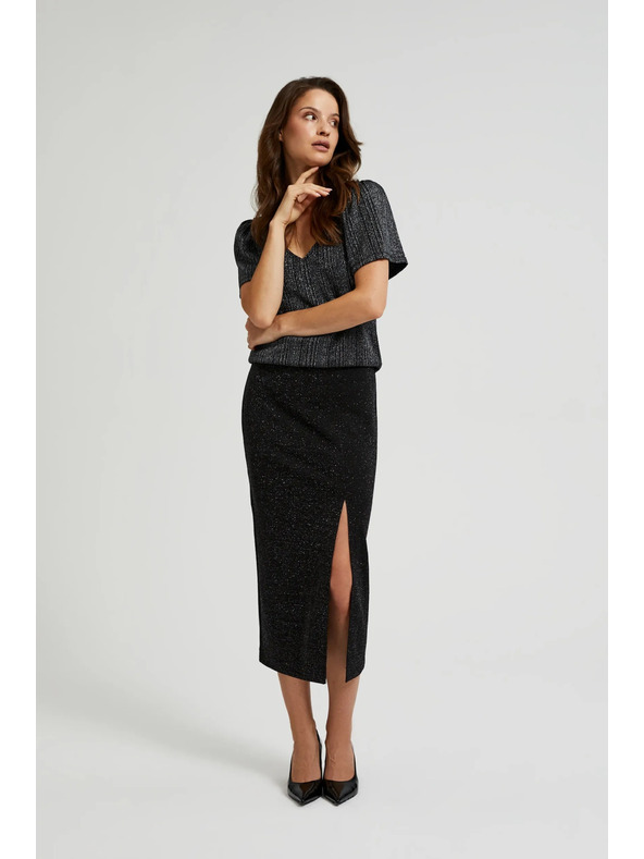 Moodo Миди пола с цепка в черно Moodo