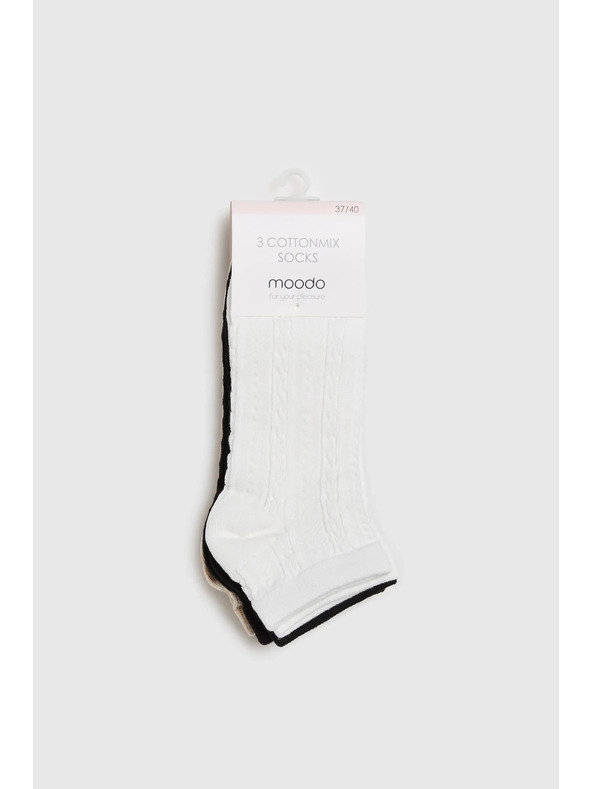 Moodo 3 броя чорапи в черно, бяло и бежово Moodo
