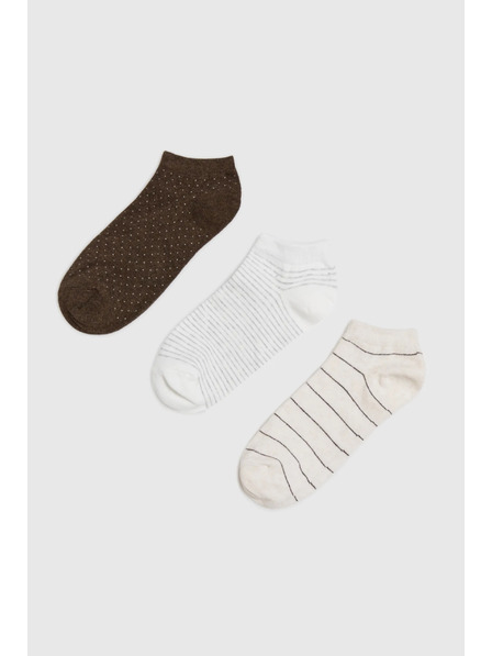 Moodo 3 броя чорапи в кафяво, бежово и райе Moodo