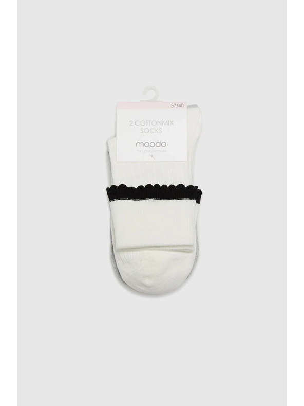 Moodo 2 броя дълги чорапи сиво и бяло Moodo