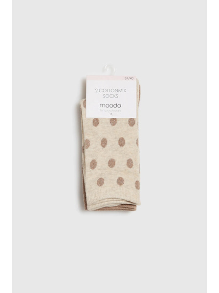 Moodo 2 броя дълги чорапи с метализирана нишка в бежово Moodo