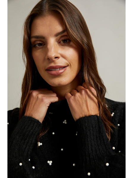 Moodo Черен суитшърт, украсен с мъниста Moodo