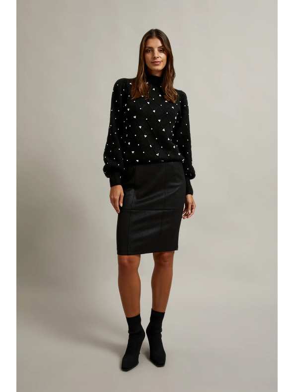 Moodo Черен суитшърт, украсен с мъниста Moodo