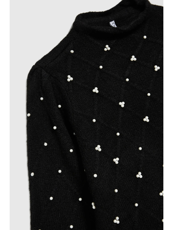 Moodo Черен суитшърт, украсен с мъниста Moodo