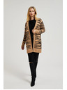 Moodo Бежова жилетка с дълги ръкави с животински десен Moodo
