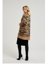 Moodo Бежова жилетка с дълги ръкави с животински десен Moodo