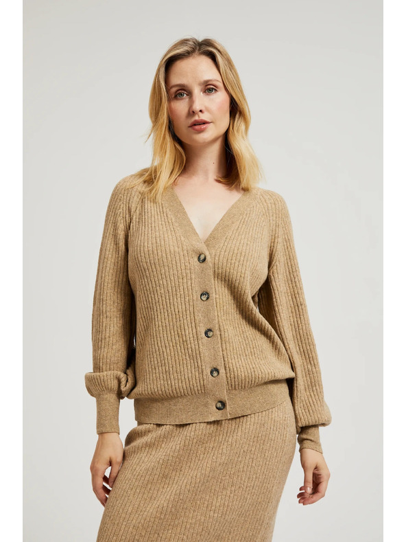 Moodo Бежова жилетка с копчета и обемни ръкави Moodo