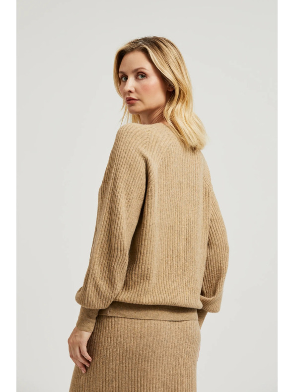 Moodo Бежова жилетка с копчета и обемни ръкави Moodo