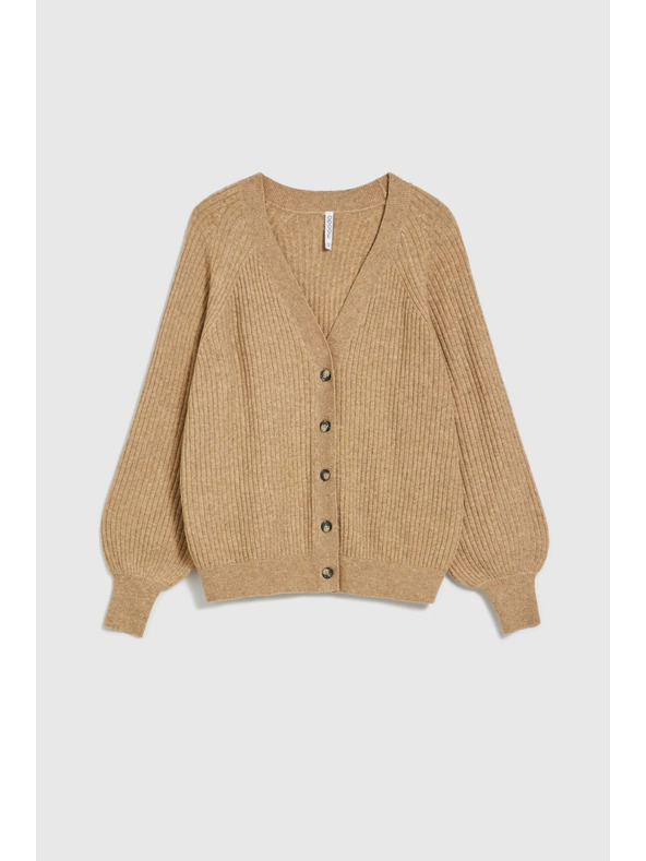 Moodo Бежова жилетка с копчета и обемни ръкави Moodo