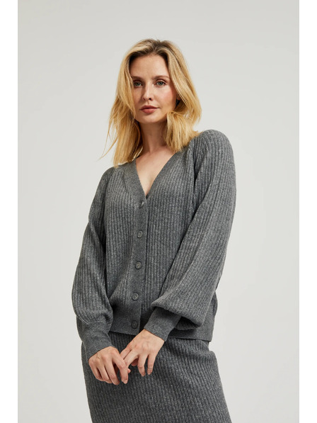 Moodo Сива жилетка с копчета и обемни ръкави Moodo