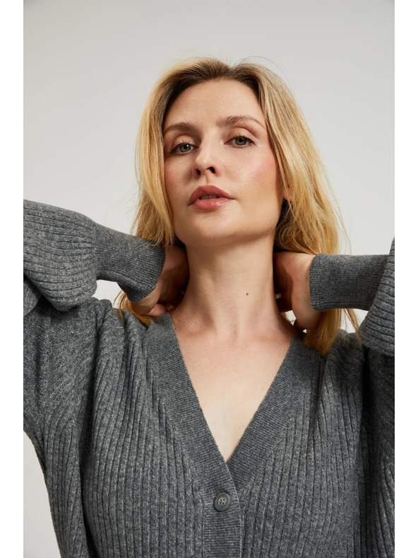 Moodo Сива жилетка с копчета и обемни ръкави Moodo