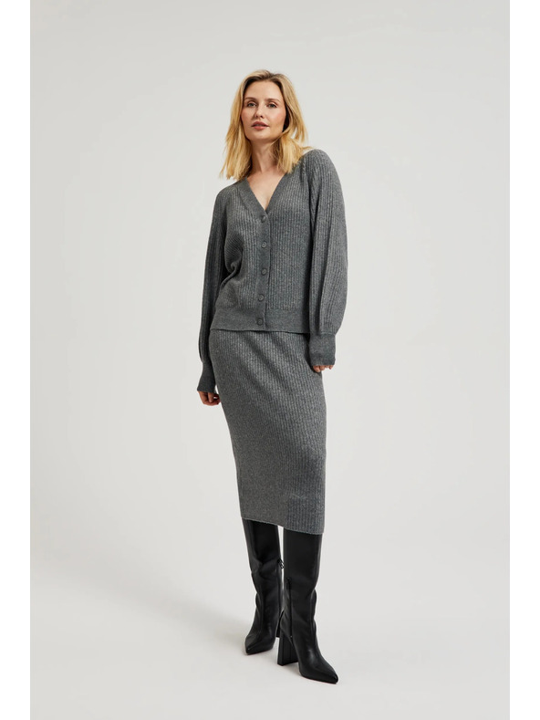 Moodo Сива жилетка с копчета и обемни ръкави Moodo