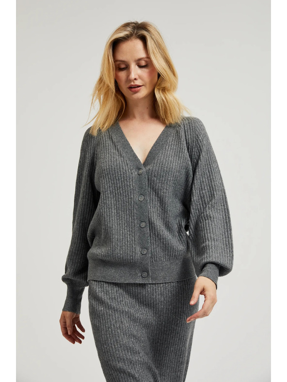 Moodo Сива жилетка с копчета и обемни ръкави Moodo