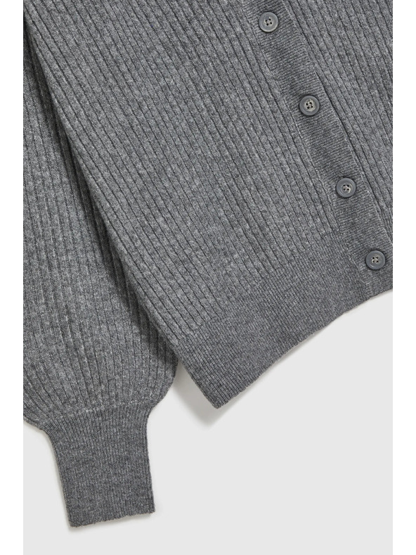 Moodo Сива жилетка с копчета и обемни ръкави Moodo