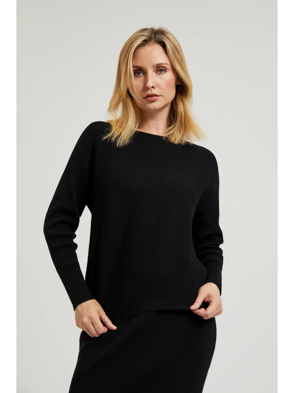 Moodo Черен суитшърт с крои на прилеп Moodo