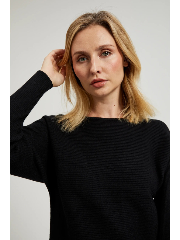 Moodo Черен суитшърт с крои на прилеп Moodo