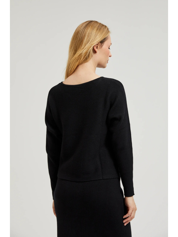 Moodo Черен суитшърт с крои на прилеп Moodo