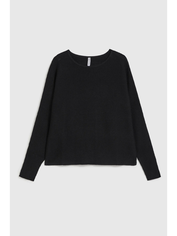 Moodo Черен суитшърт с крои на прилеп Moodo