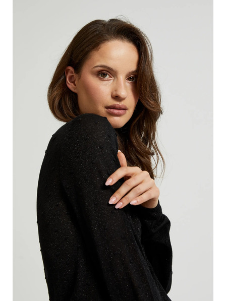 Moodo Суитшърт с дълги ръкави и метализирана нишка в черно Moodo