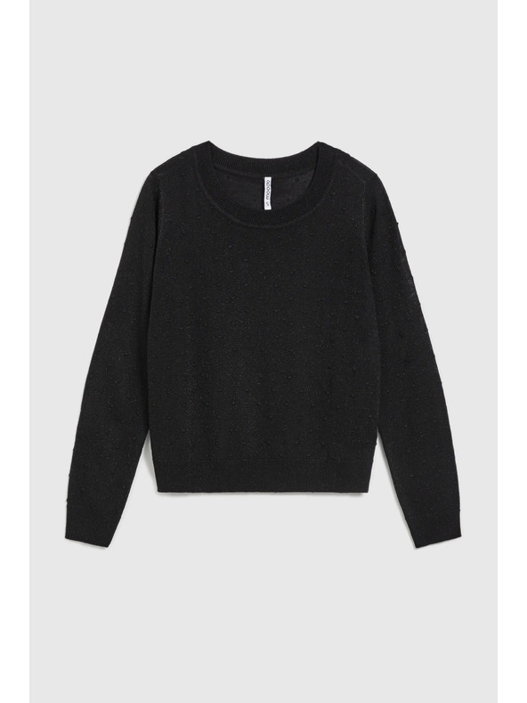 Moodo Суитшърт с дълги ръкави и метализирана нишка в черно Moodo