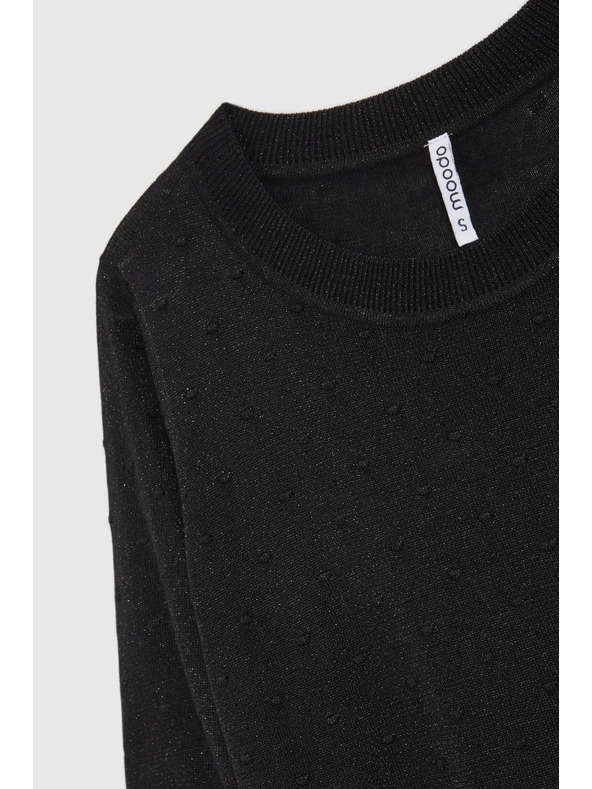 Moodo Суитшърт с дълги ръкави и метализирана нишка в черно Moodo