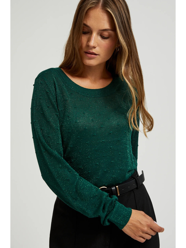 Moodo Суитшърт с дълги ръкави и метализирана нишка в зелено Moodo