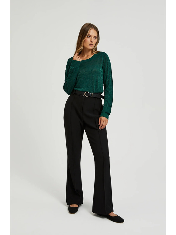 Moodo Суитшърт с дълги ръкави и метализирана нишка в зелено Moodo