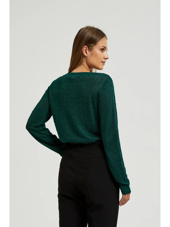 Moodo Суитшърт с дълги ръкави и метализирана нишка в зелено Moodo