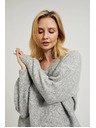 Moodo Гладък суитшърт с V-образно деколте и ребрено плетиво в сиво Moodo