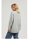 Moodo Гладък суитшърт с V-образно деколте и ребрено плетиво в сиво Moodo