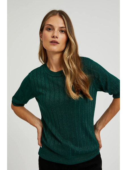 Moodo Вискозен суитшърт с метално влакно в зелено Moodo